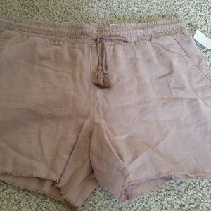 Natural tan colored Linen Shorts